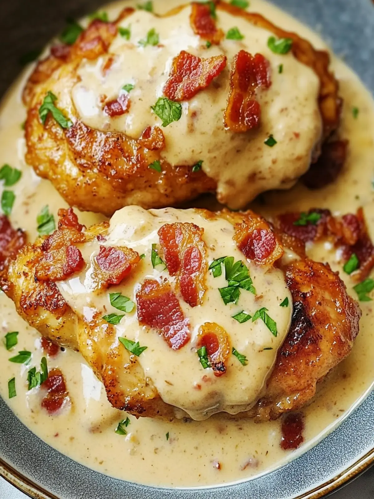 Pan-Fried Chicken with Creamy Bacon Sauce