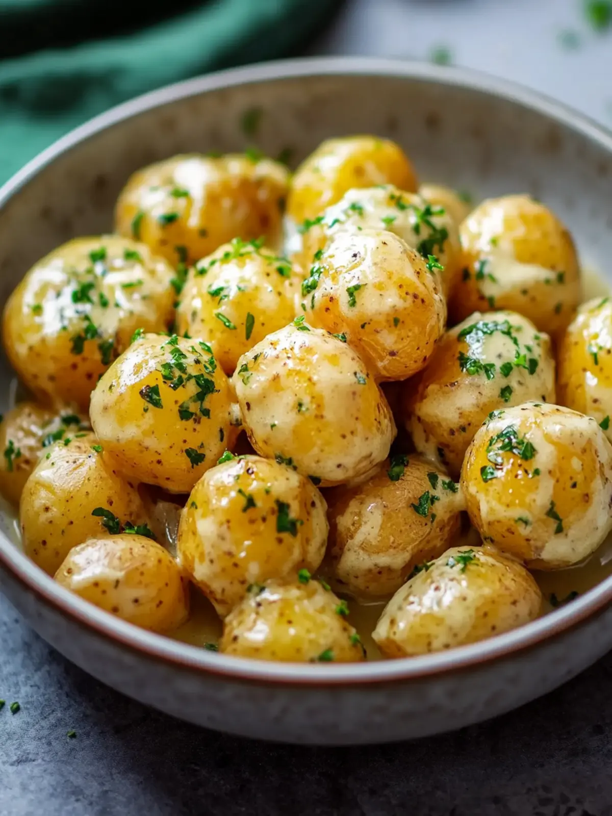 Creamy Garlic Sauce Baby Potatoes