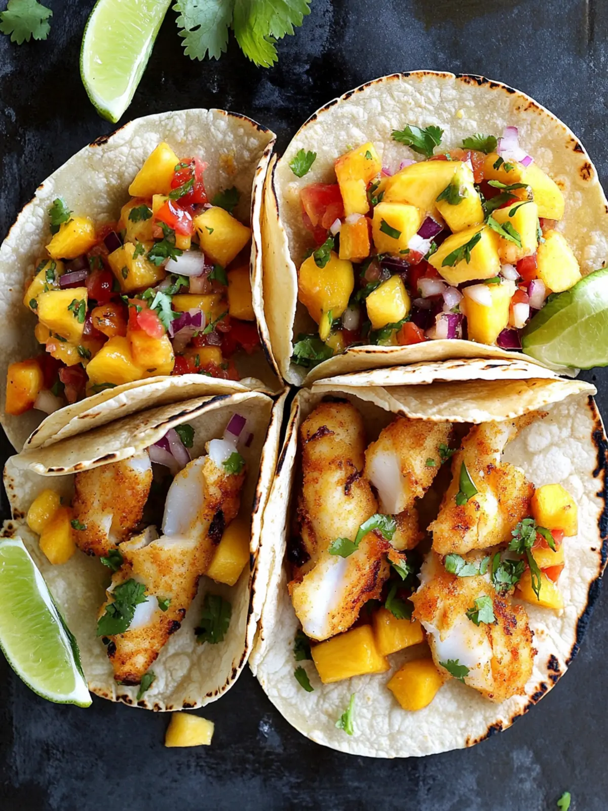 Fish Tacos With Mango Salsa And Zesty Lime Mayo