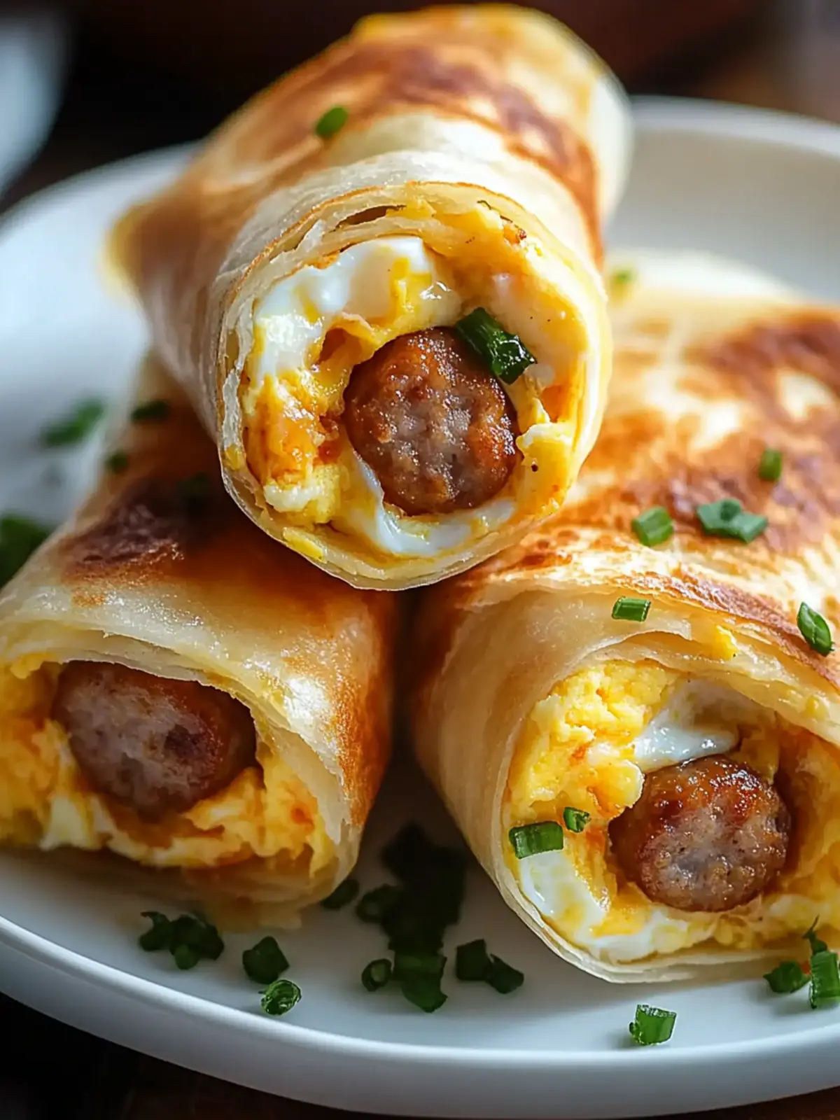 Cheesy Sausage Egg Breakfast Roll-Ups