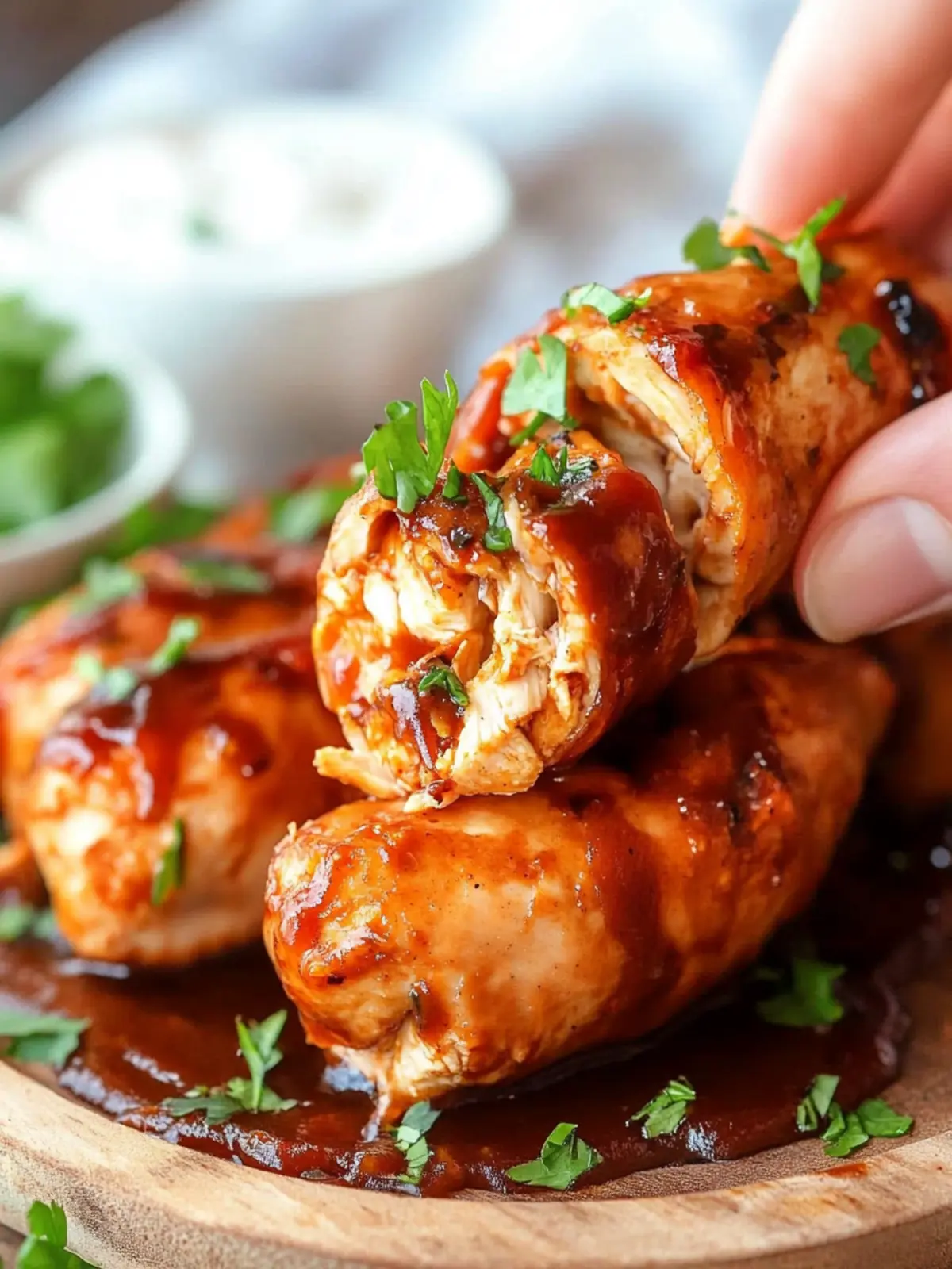 Air Fryer BBQ Chicken Roll-Ups