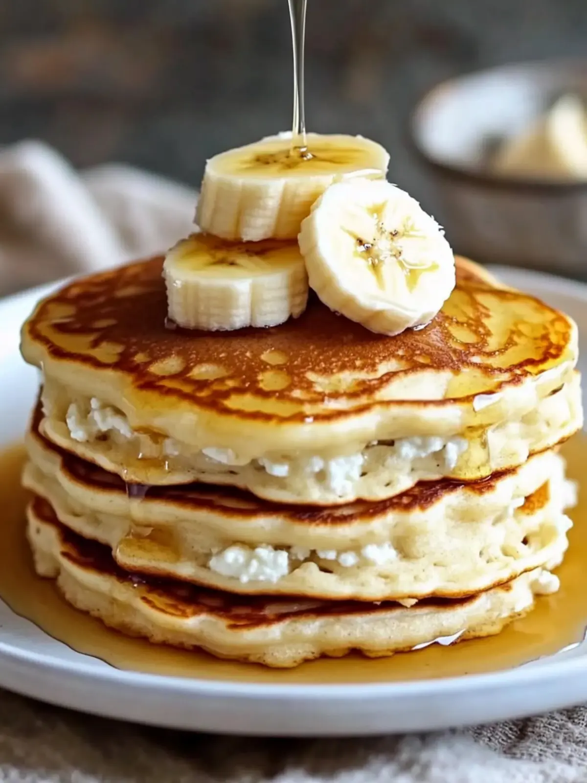 Fluffy Banana Cottage Cheese Pancakes