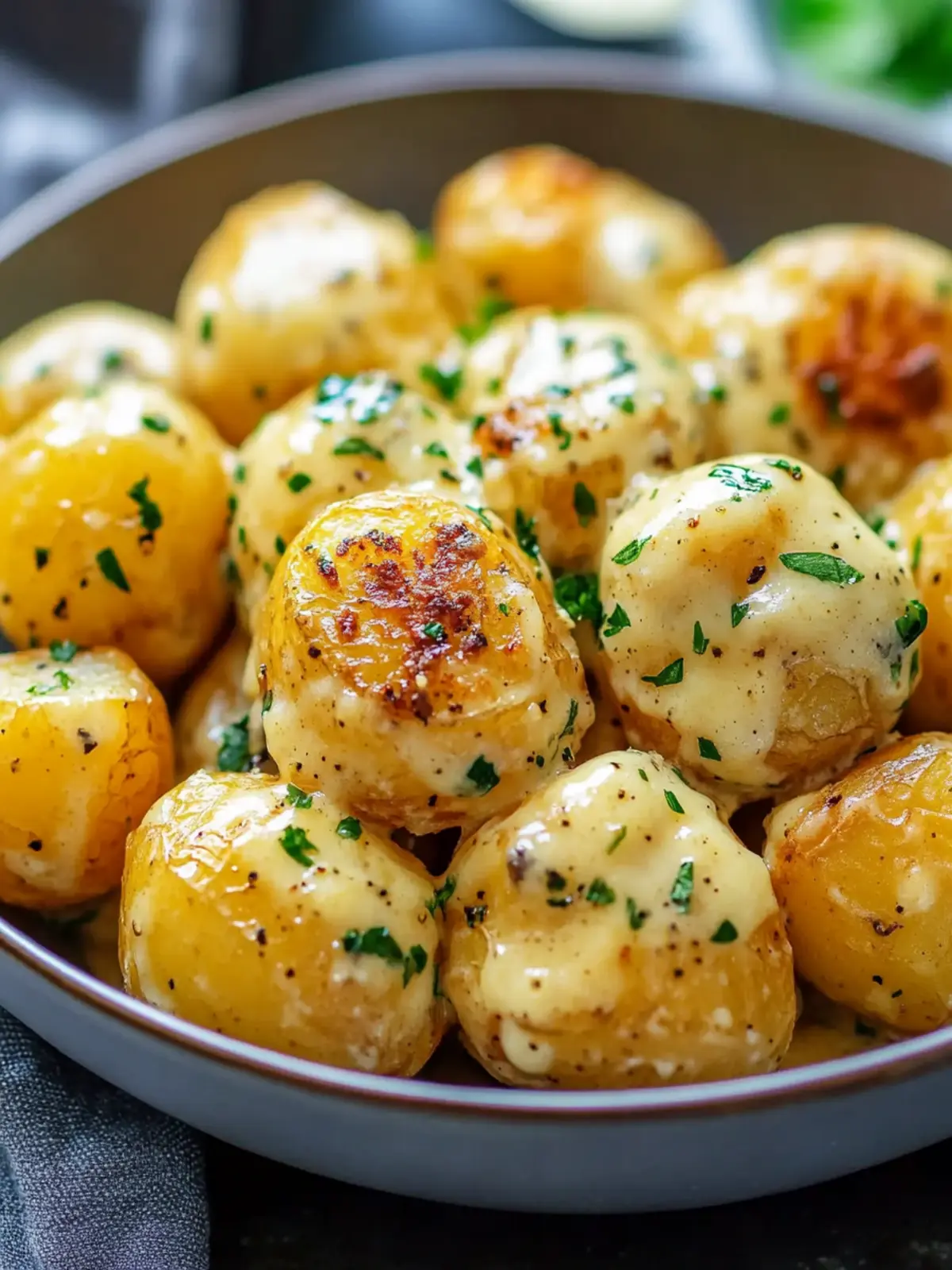 Creamy Garlic Sauce Baby Potatoes