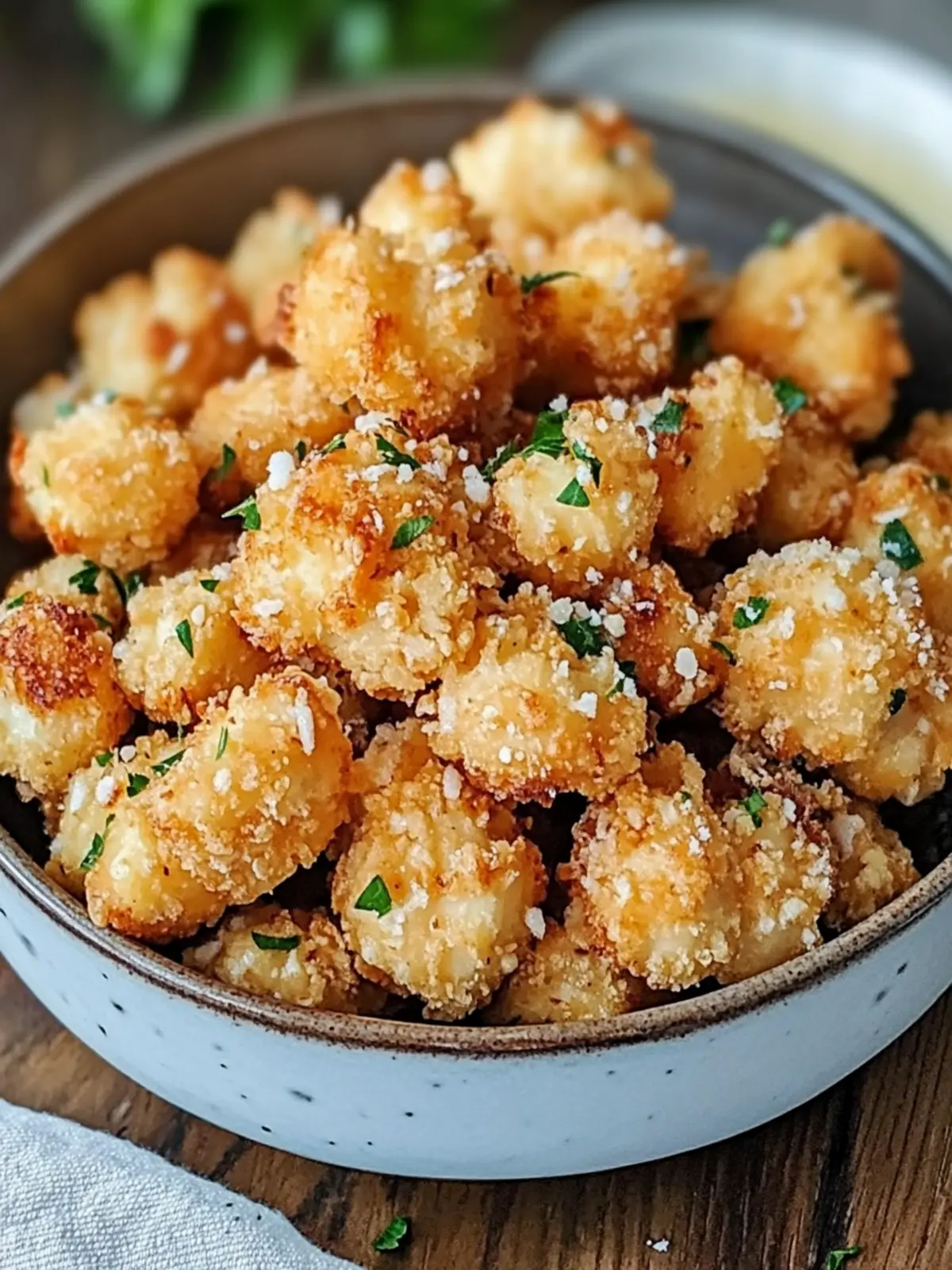 Baked Popcorn Chicken with Garlic Parmesan