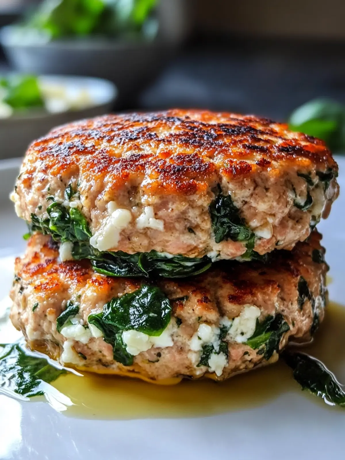 Keto Spinach Feta Turkey Burgers