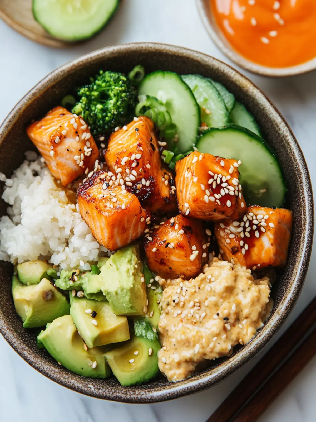 Crispy Bang Bang Salmon Bites Bowls