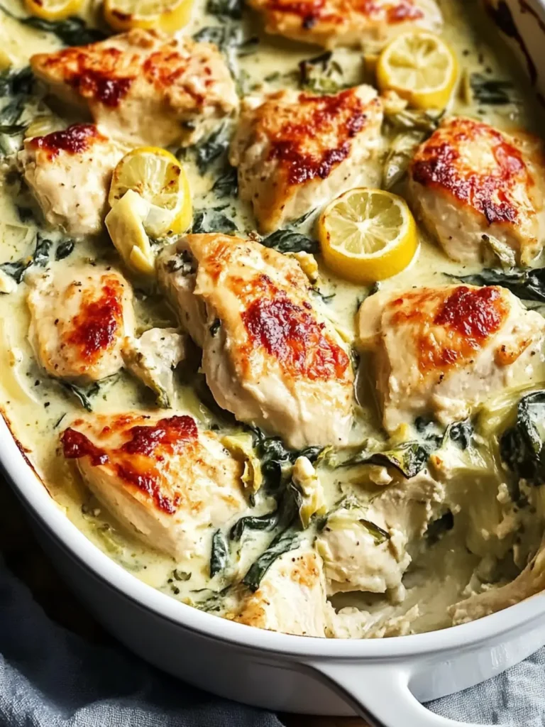 Creamy Lemon Spinach Artichoke Chicken Bake