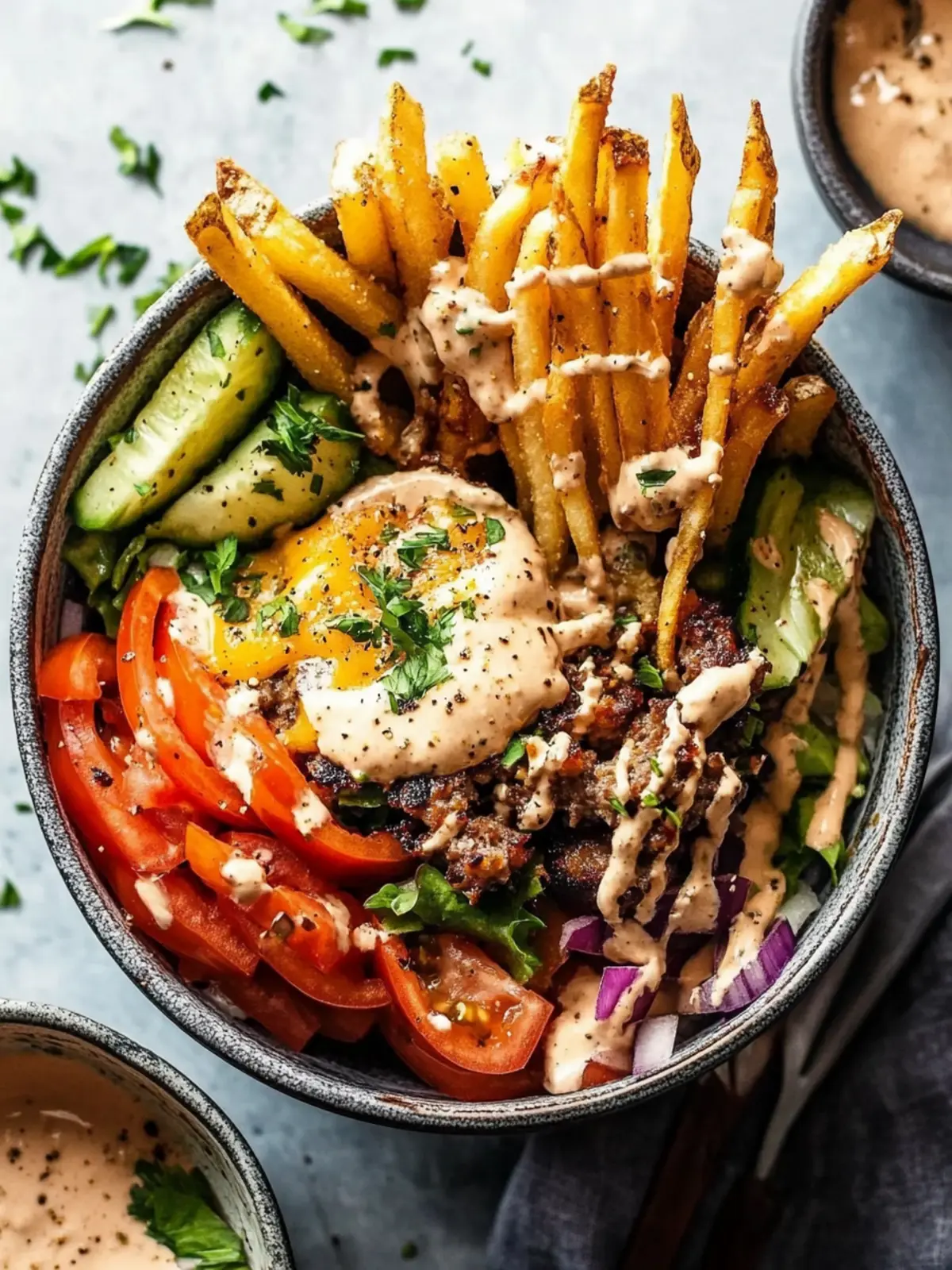 Best Burger Bowls with Fries