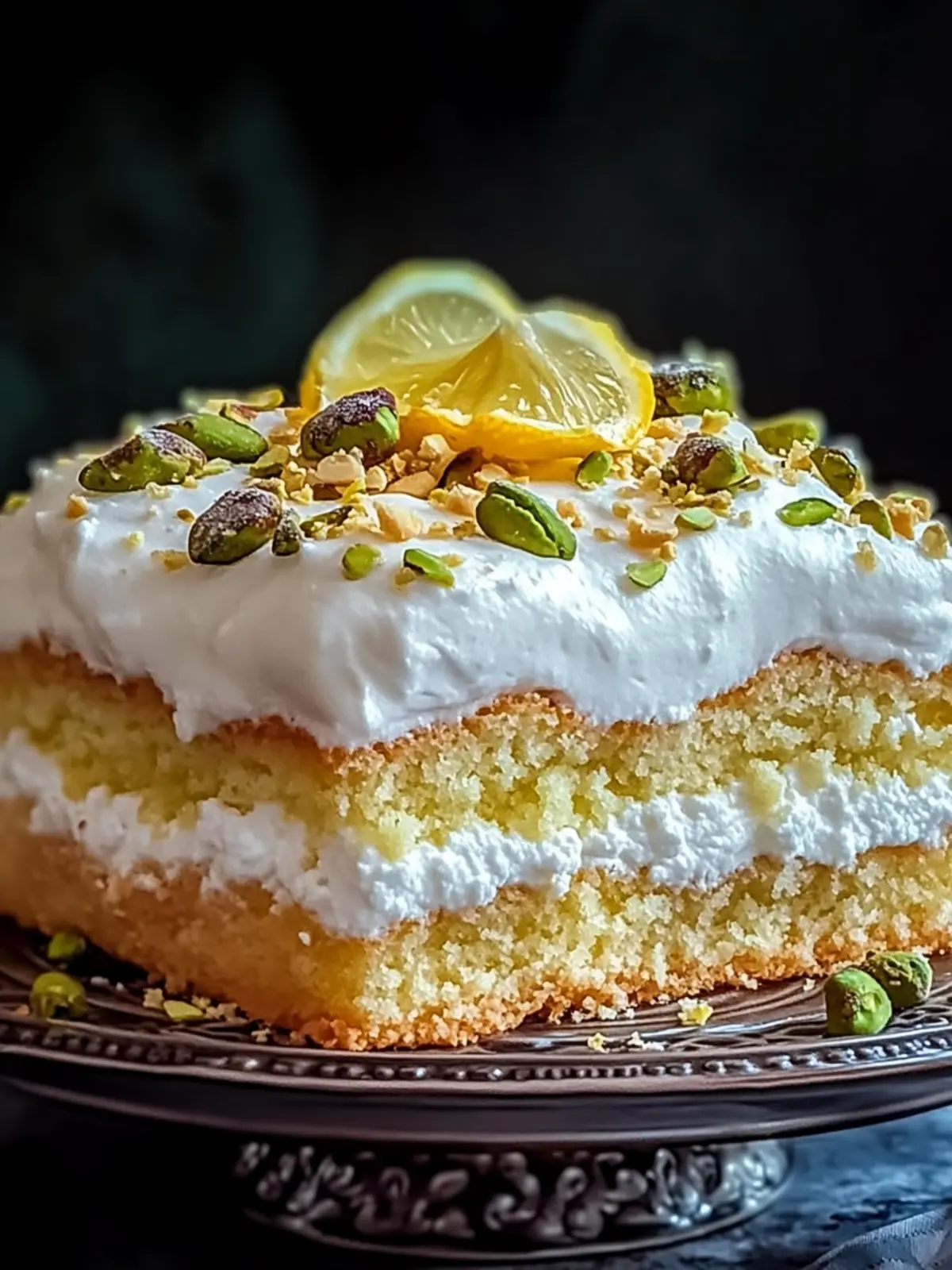 Lemon Pistachio Ricotta Cloud Cake