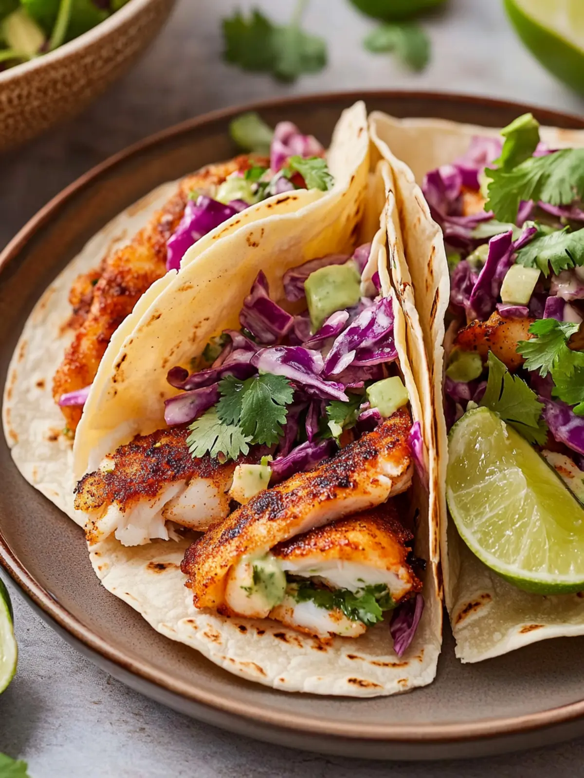 Air Fryer Fish Tacos with Cilantro Lime Slaw
