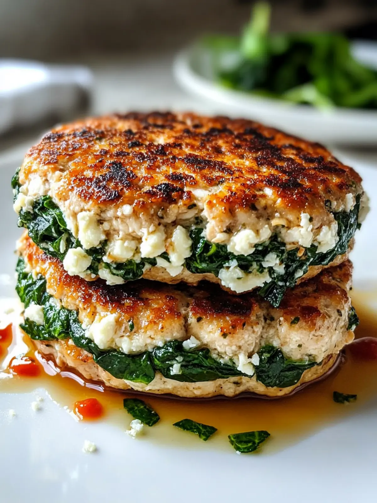 Keto Spinach Feta Turkey Burgers