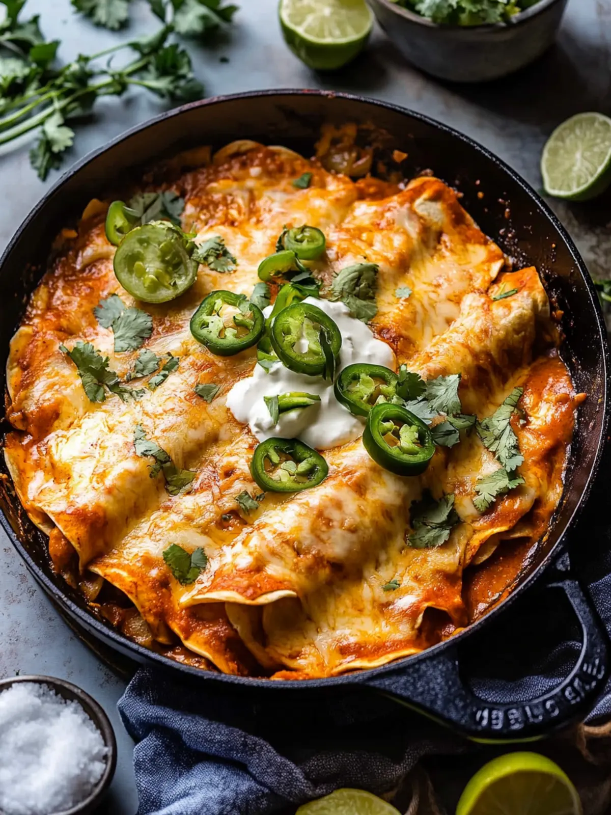 Skillet Creamy Chipotle Chicken Enchiladas