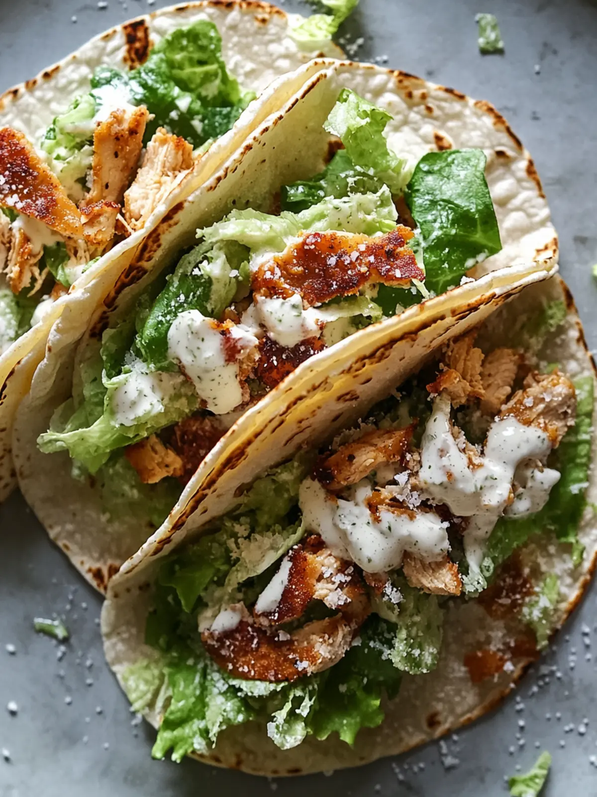 Smash Chicken Caesar Tacos