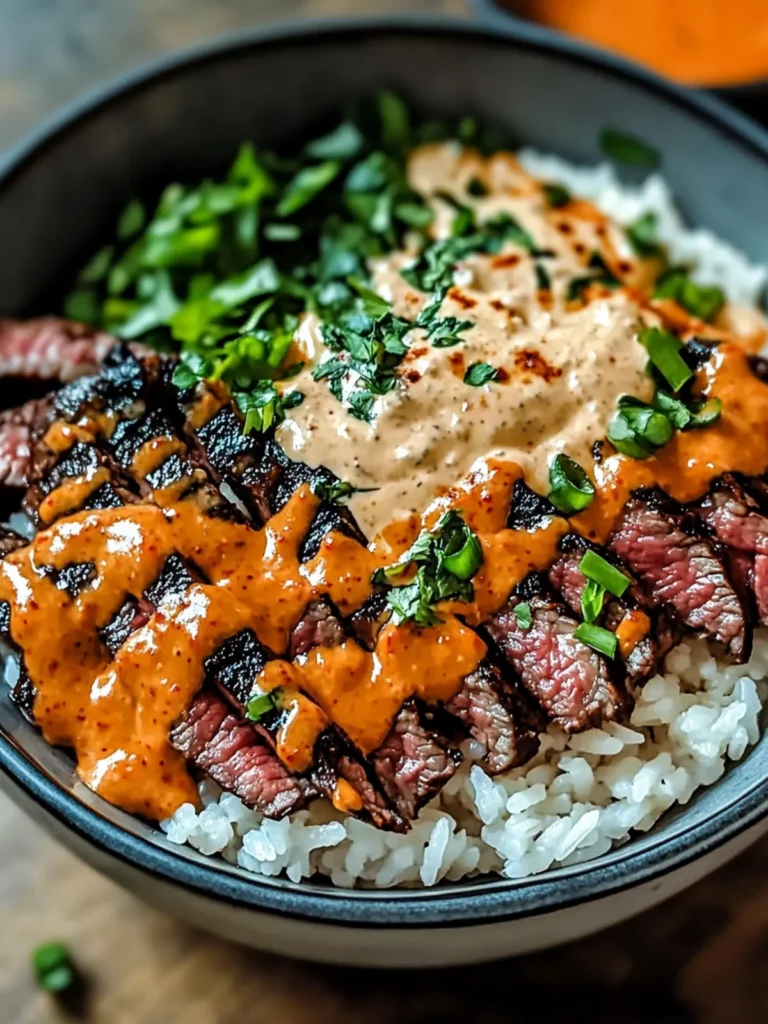 Korean BBQ Steak Rice Bowls with Spicy Cream Sauce