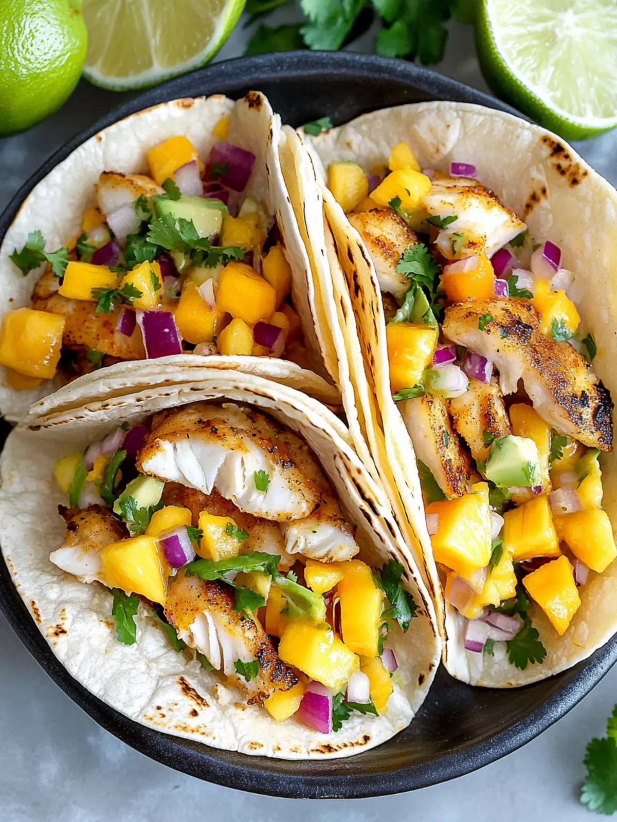 Fish Tacos With Mango Salsa And Zesty Lime Mayo