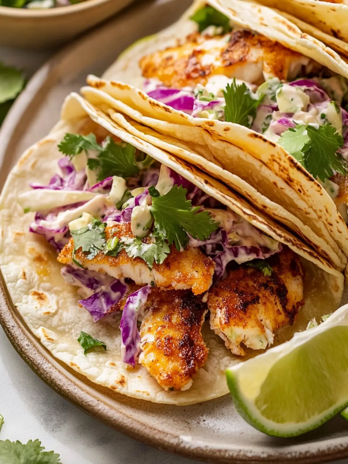 Air Fryer Fish Tacos with Cilantro Lime Slaw