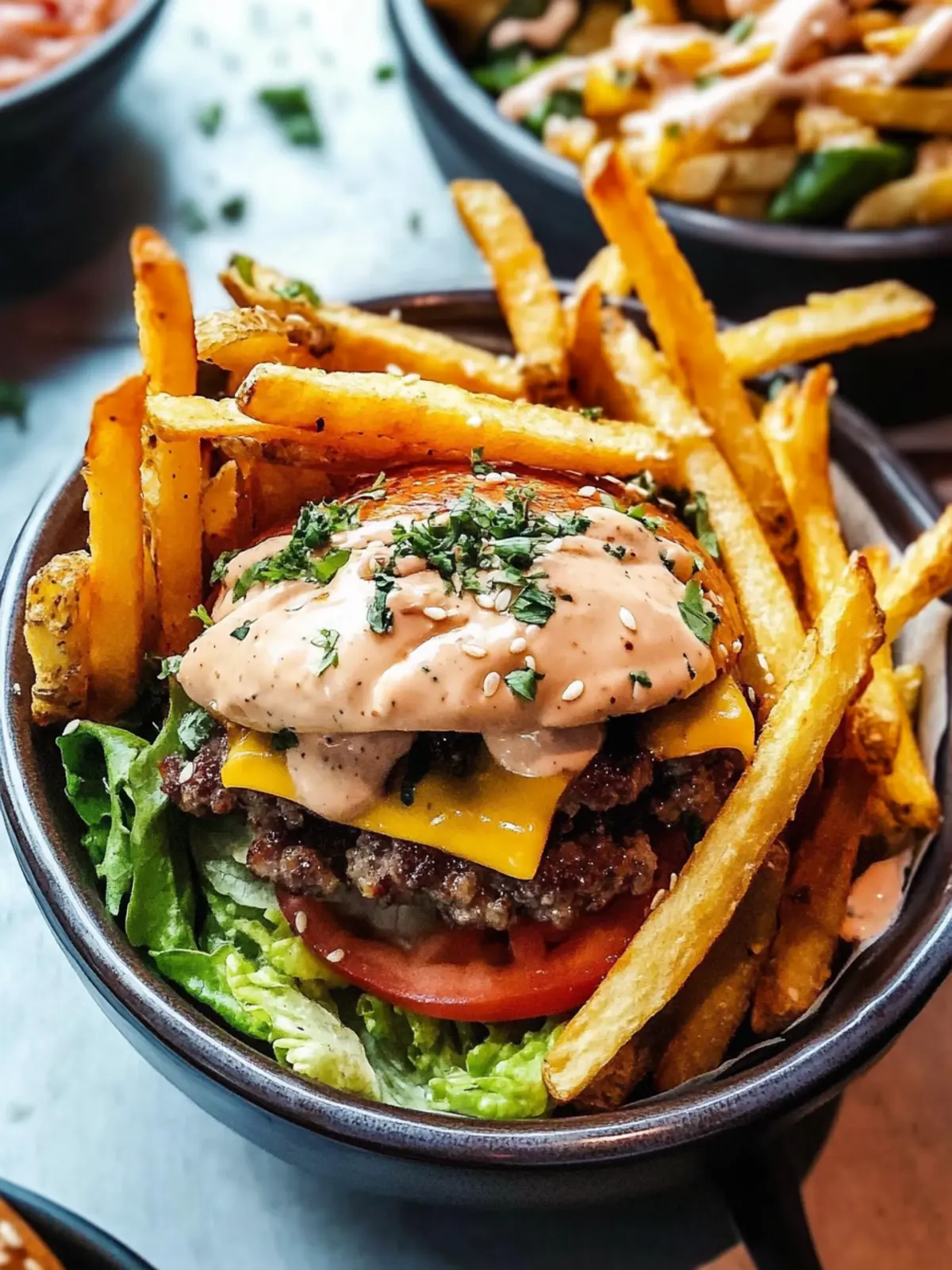 Best Burger Bowls with Fries