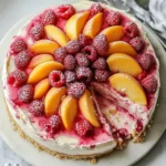 Summer Bliss Peach and Raspberry Cheesecake Delight