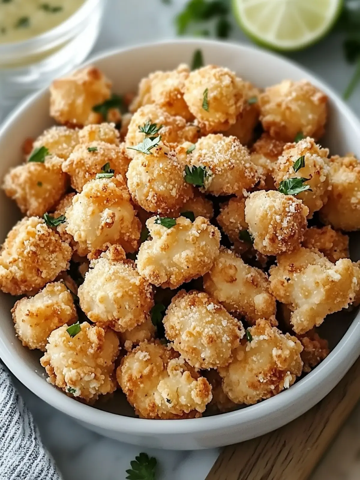 Baked Popcorn Chicken with Garlic Parmesan