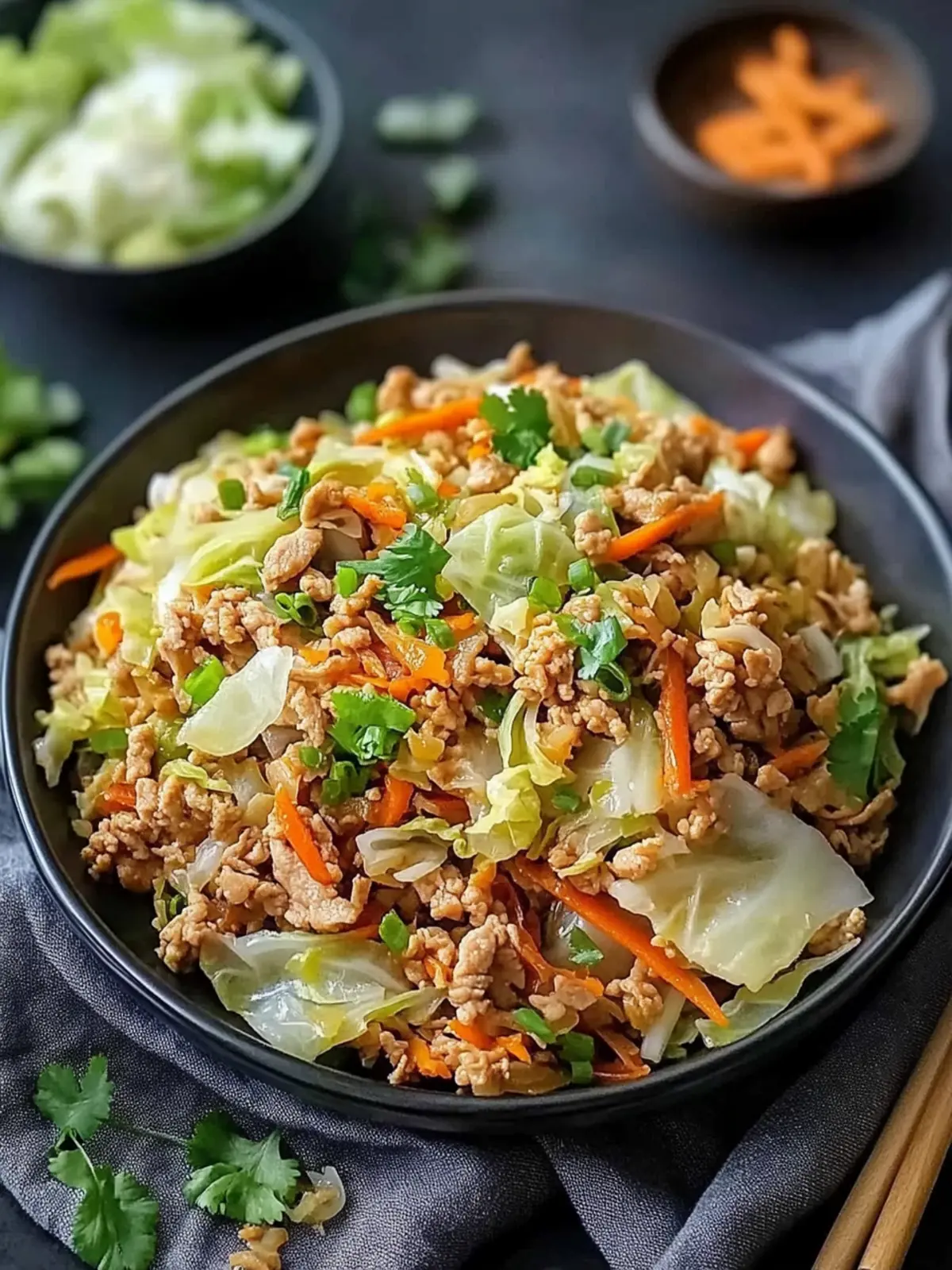 Easy Ground Chicken & Cabbage Stir Fry