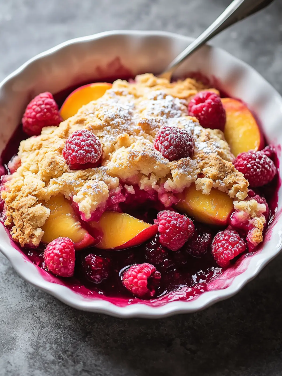 Easy Peach and Raspberry Cobbler
