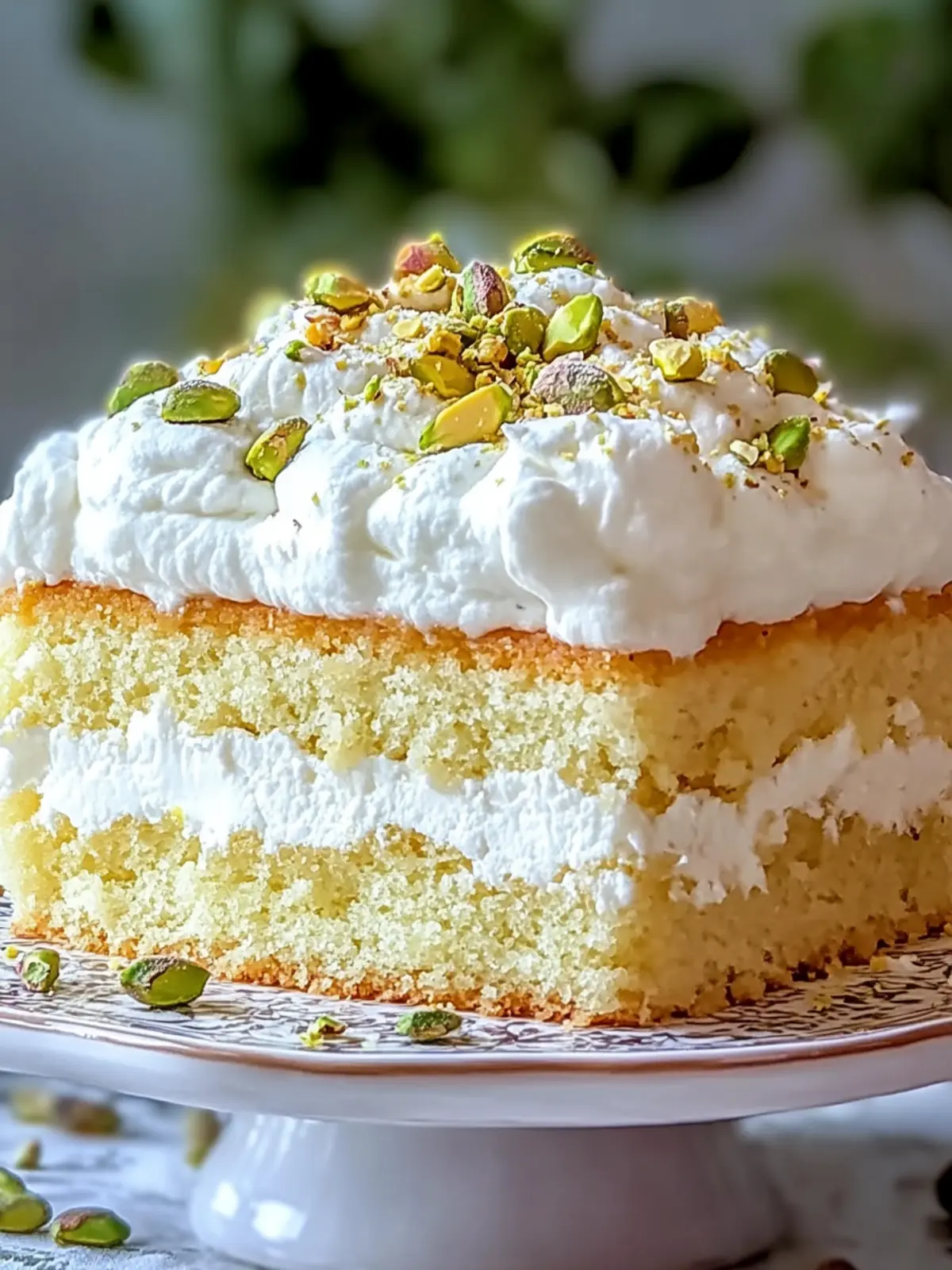 Lemon Pistachio Ricotta Cloud Cake