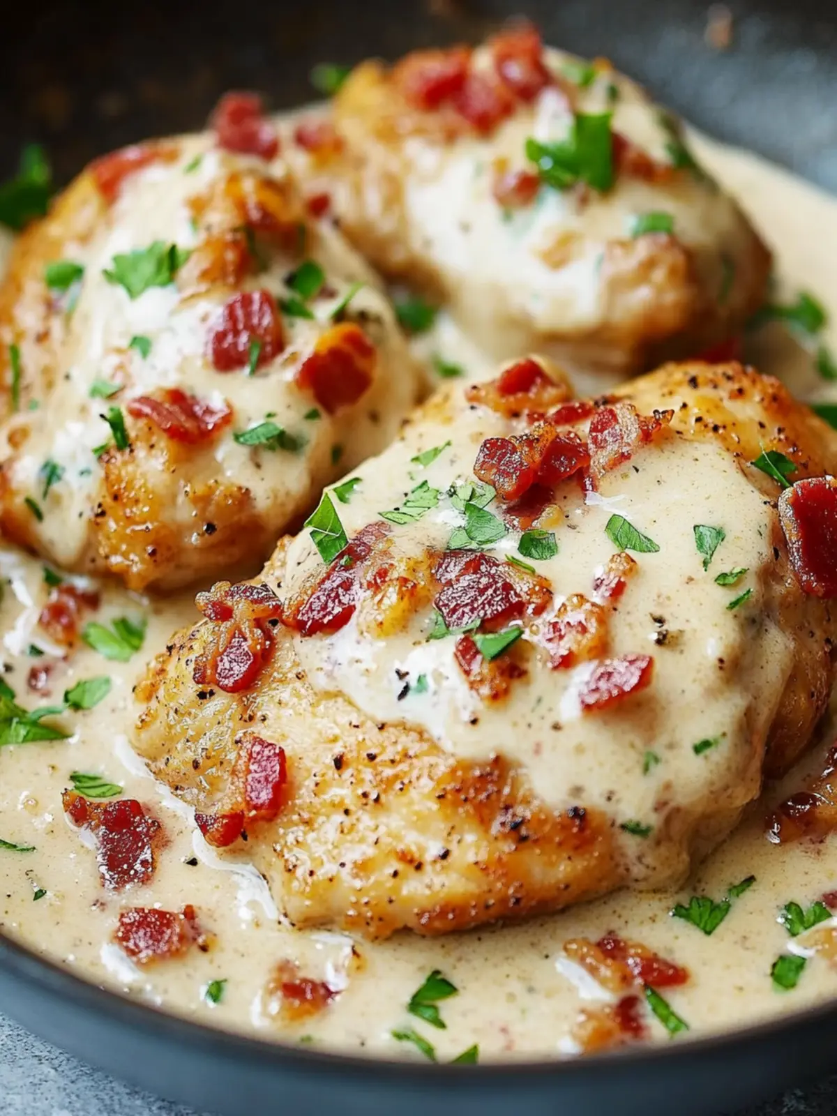 Pan-Fried Chicken with Creamy Bacon Sauce