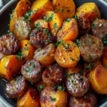 Sausage Sweet Potatoes with Honey Garlic