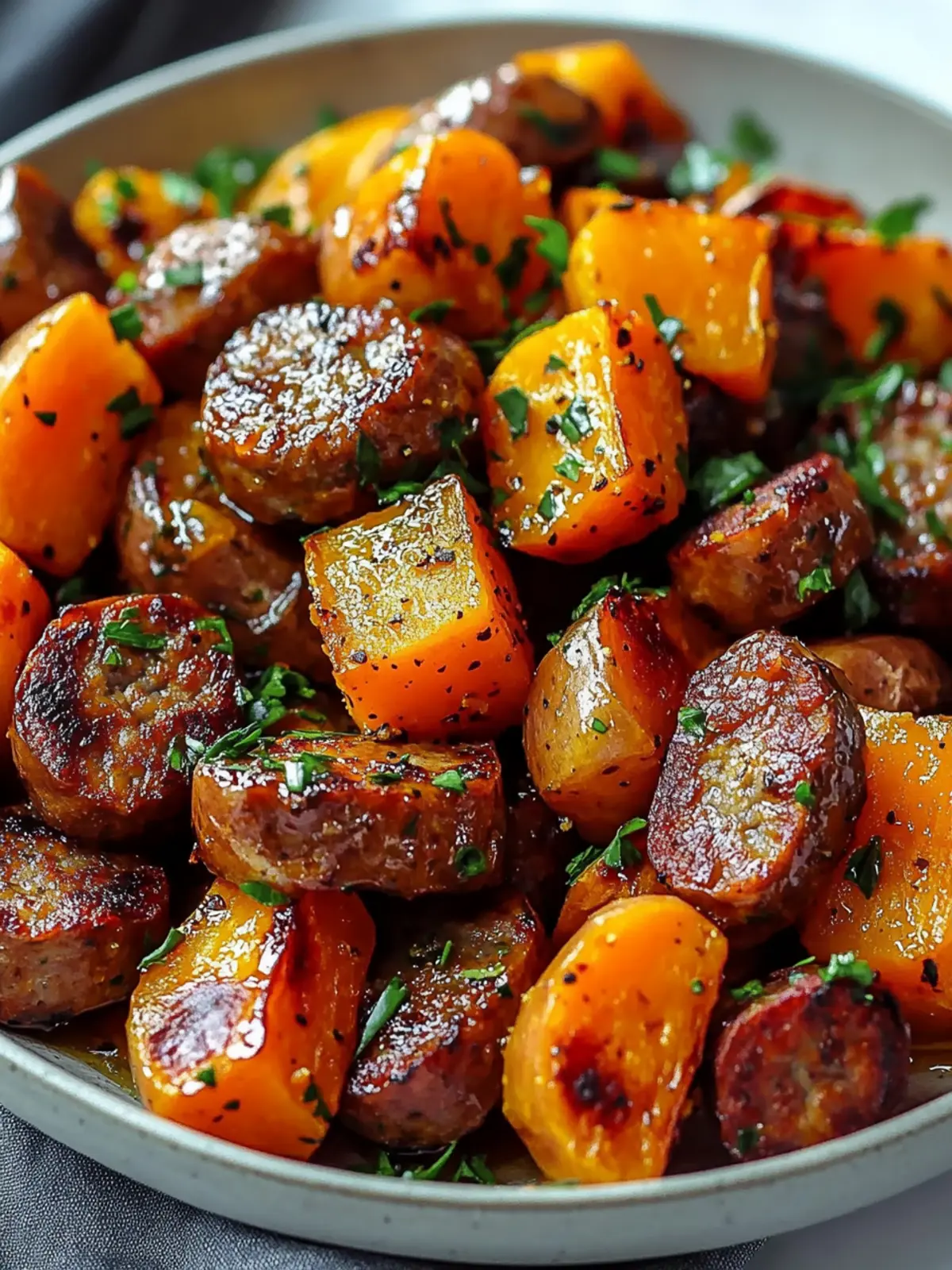 Sausage Sweet Potatoes with Honey Garlic