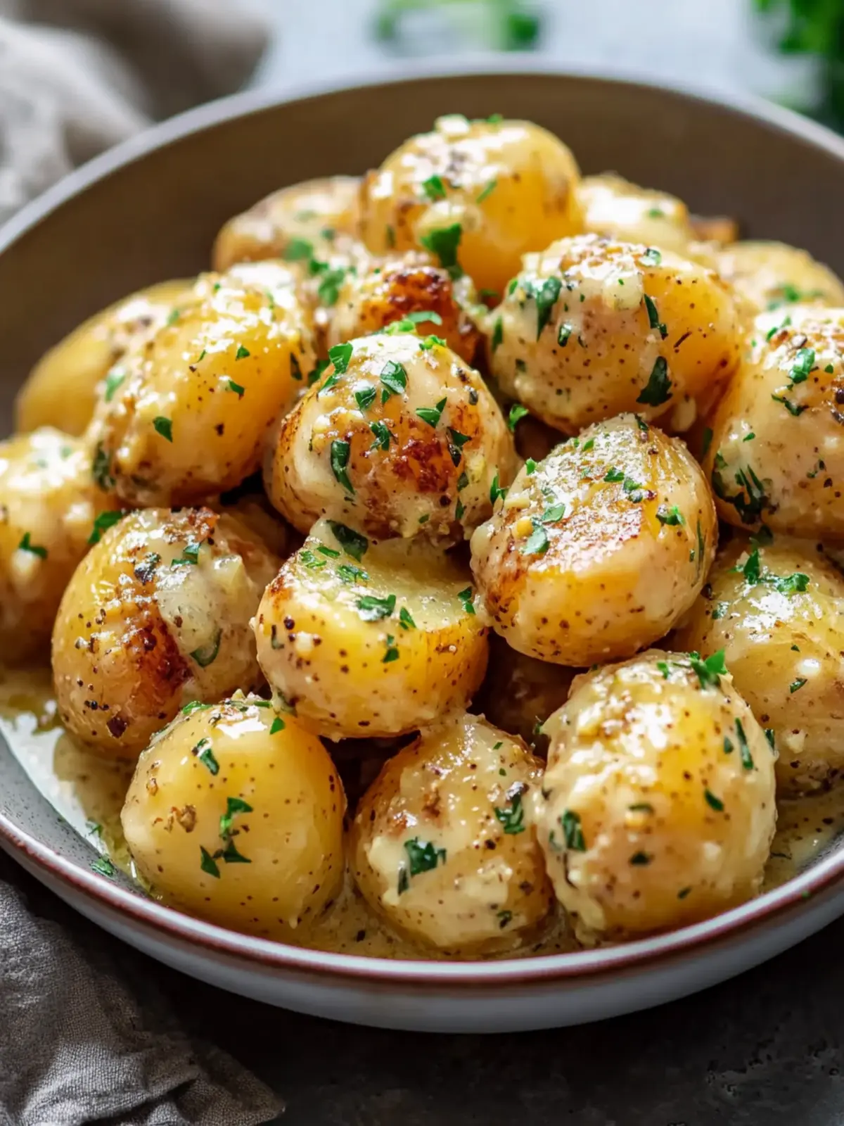 Creamy Garlic Sauce Baby Potatoes