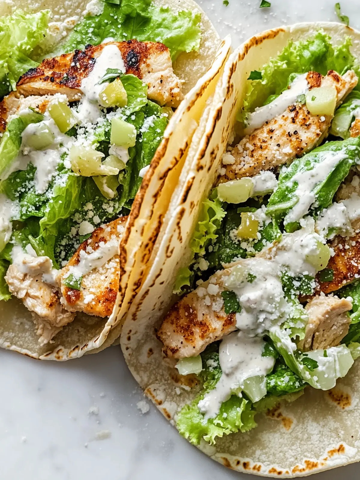 Smash Chicken Caesar Tacos
