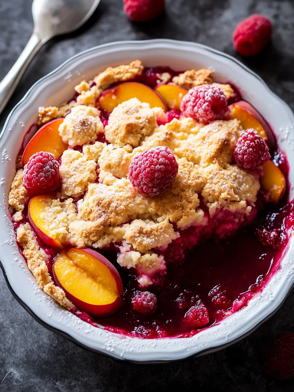 Easy Peach and Raspberry Cobbler
