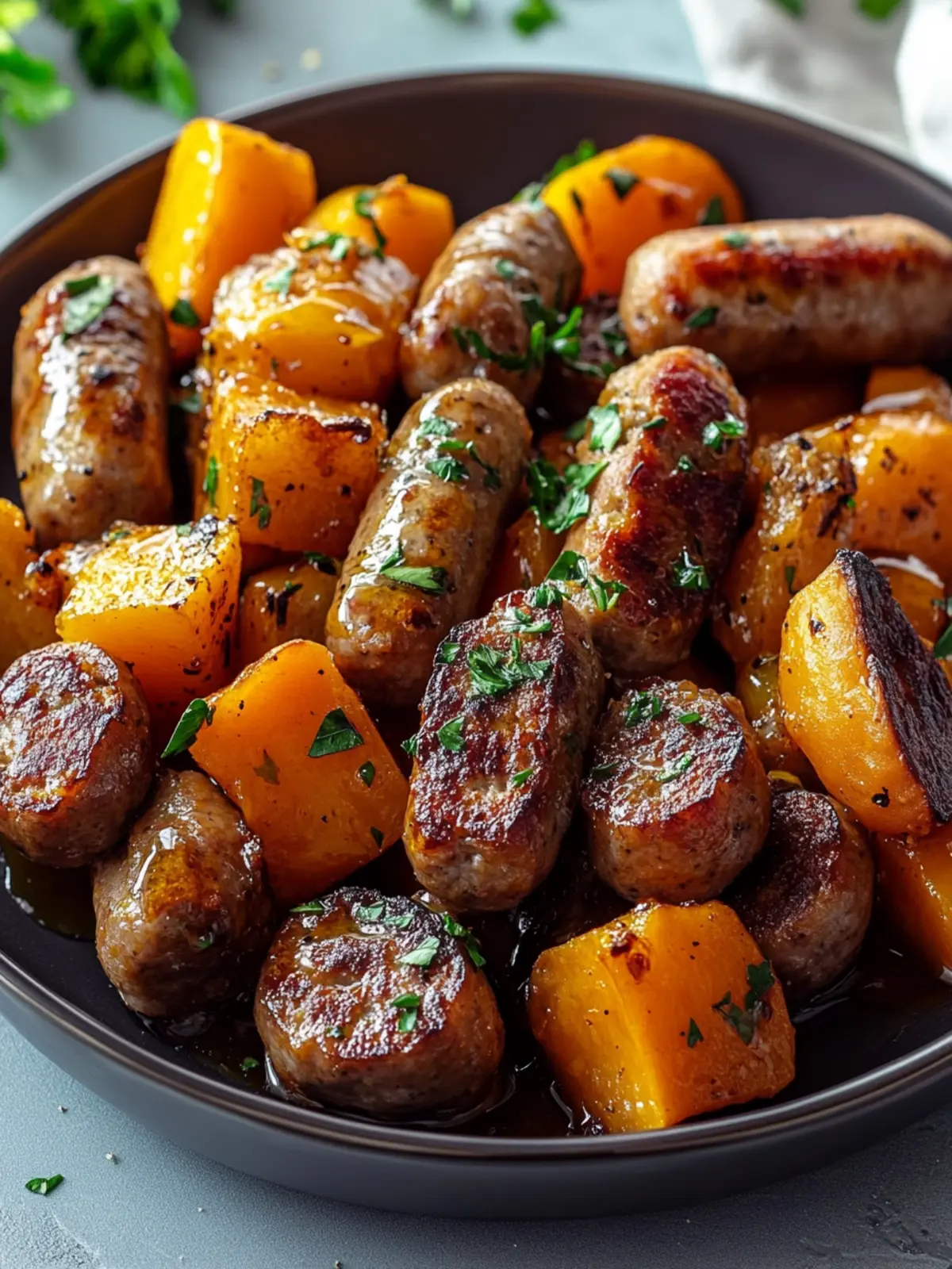 Sausage Sweet Potatoes with Honey Garlic