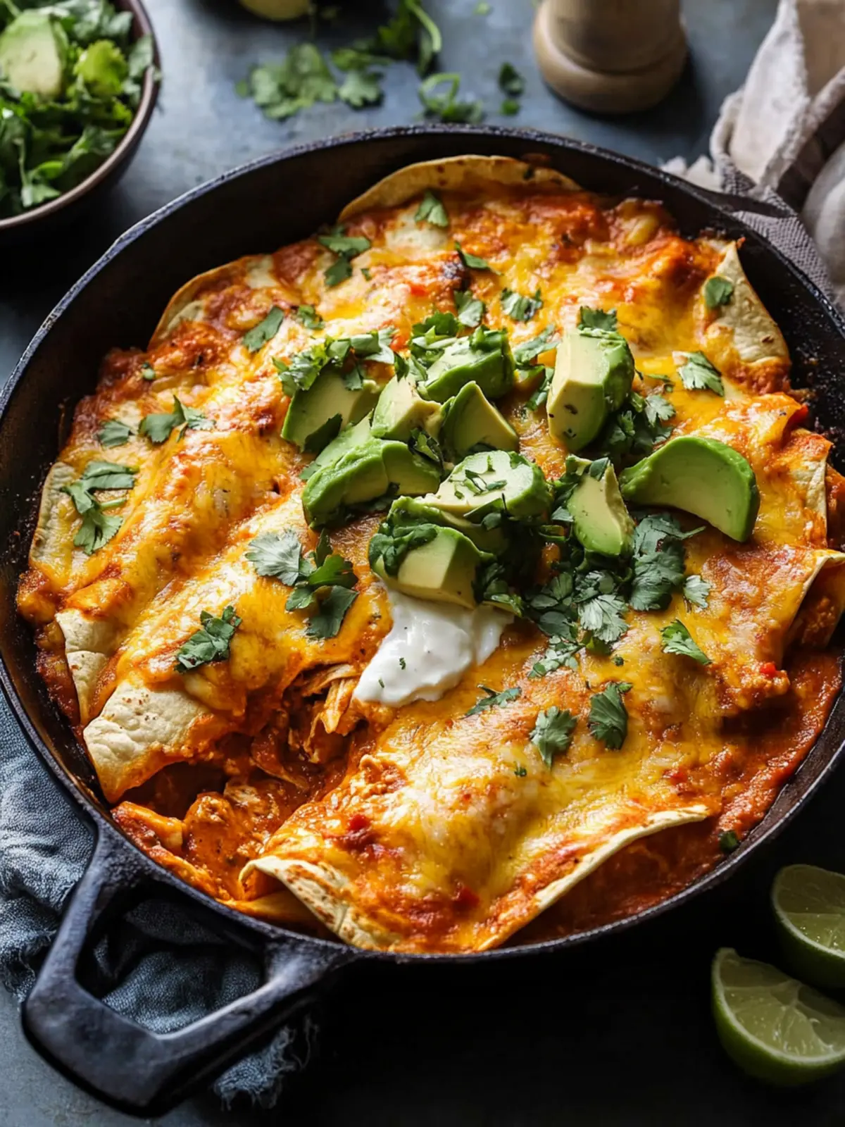 Skillet Creamy Chipotle Chicken Enchiladas