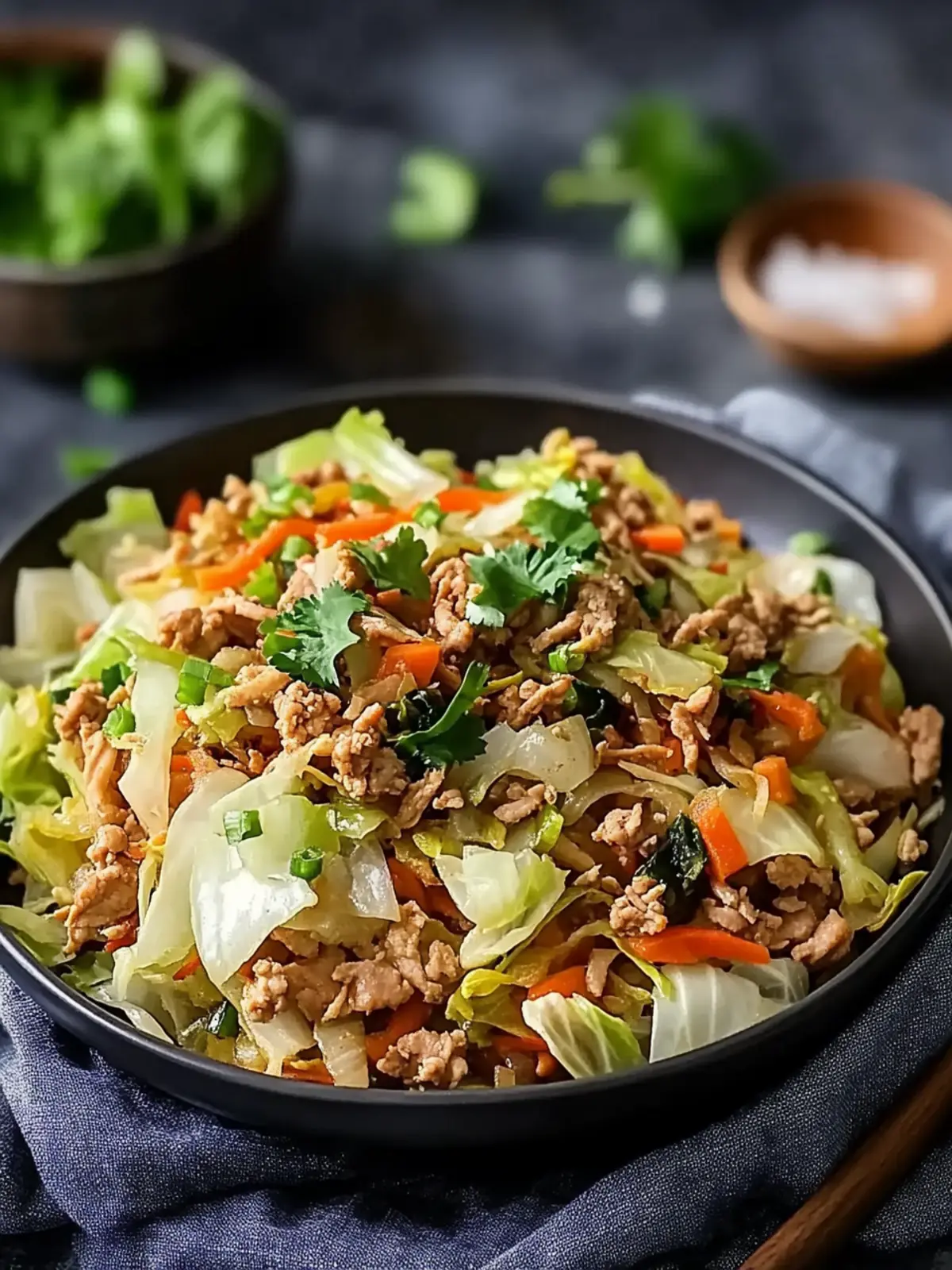 Easy Ground Chicken & Cabbage Stir Fry