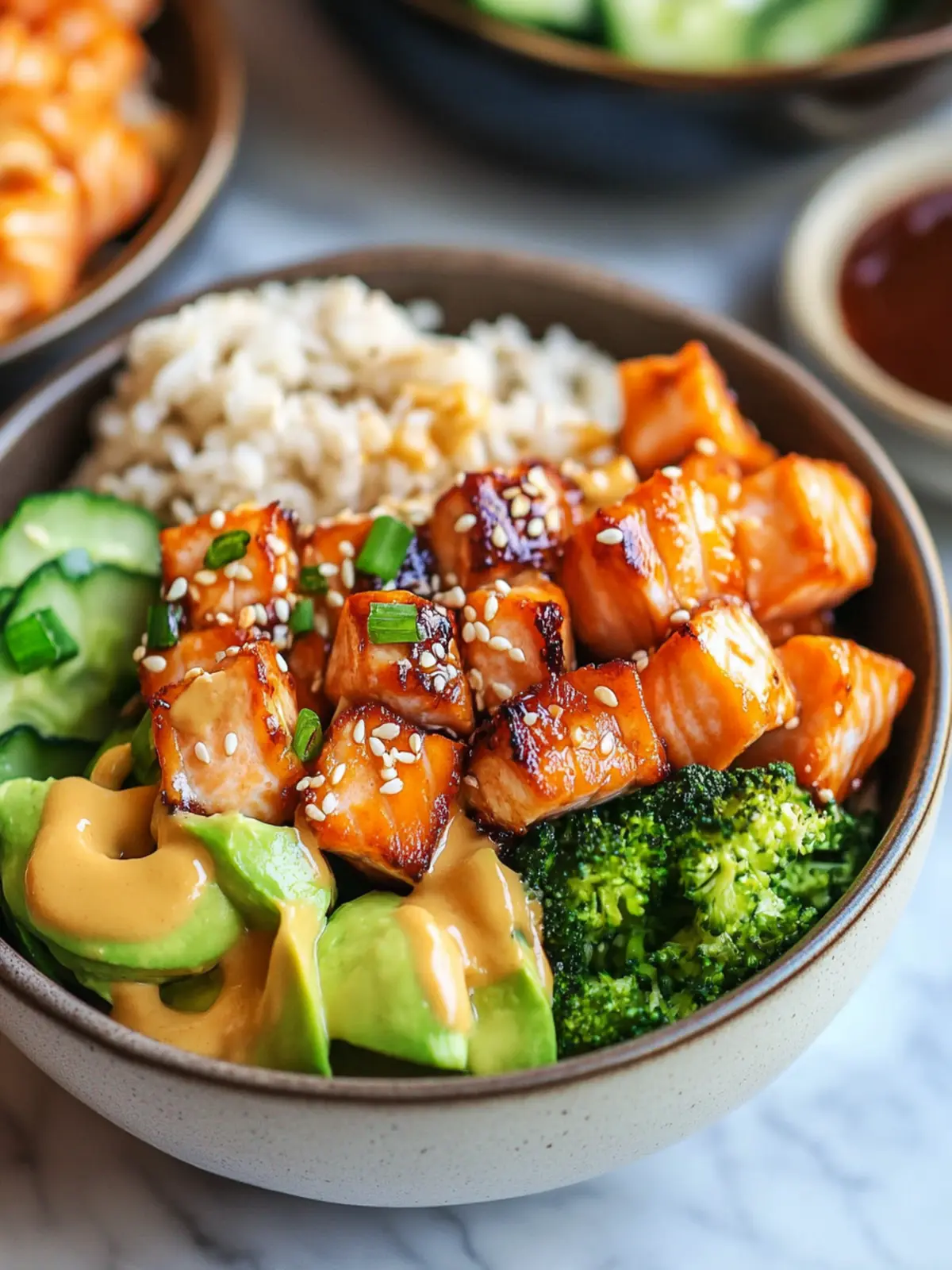 Crispy Bang Bang Salmon Bites Bowls