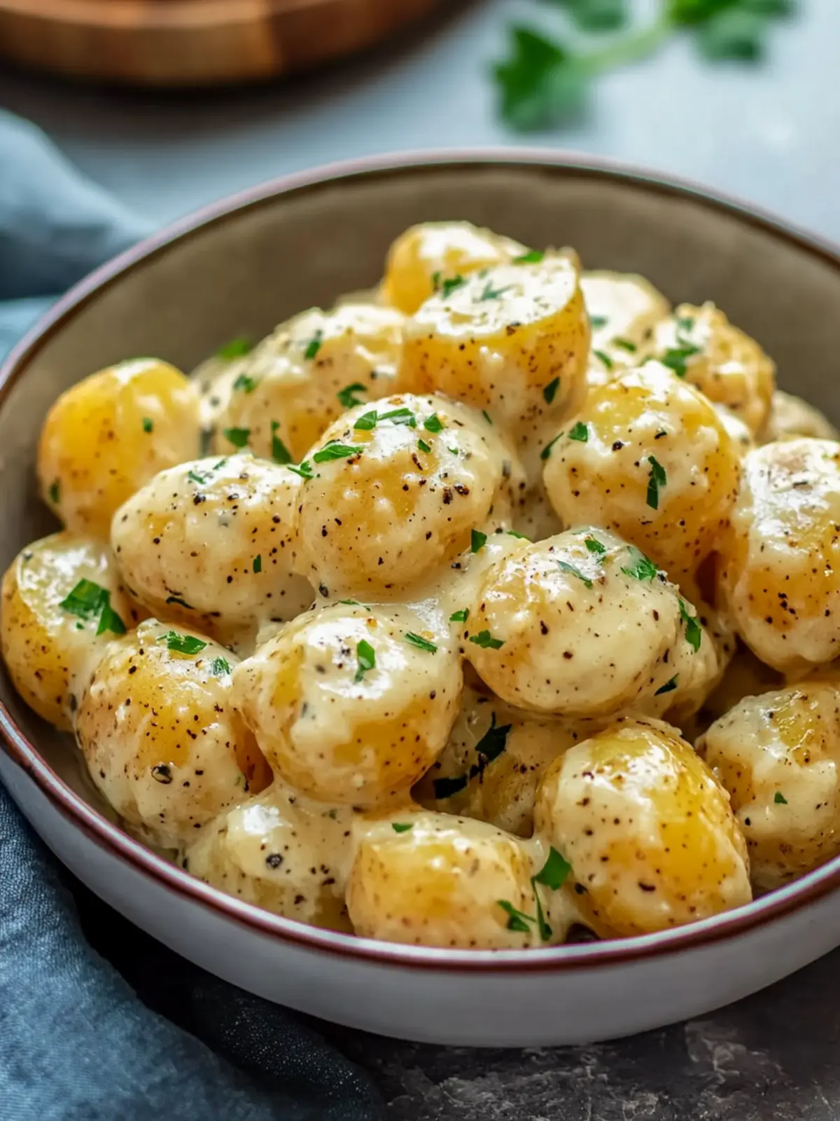 Creamy Garlic Sauce Baby Potatoes