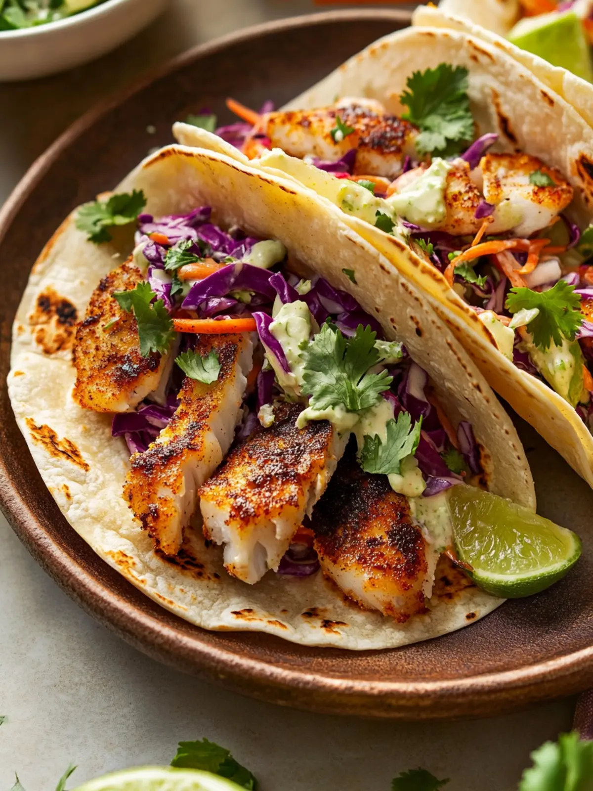 Air Fryer Fish Tacos with Cilantro Lime Slaw