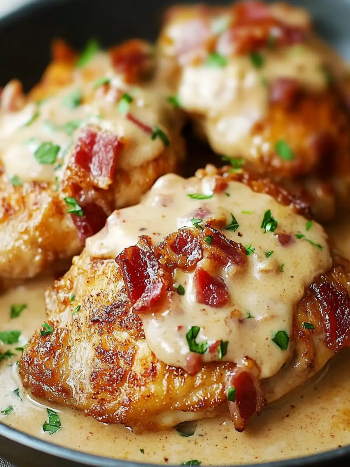 Pan-Fried Chicken with Creamy Bacon Sauce