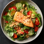 Crispy Rice Salmon Salad with Peanut Dressing