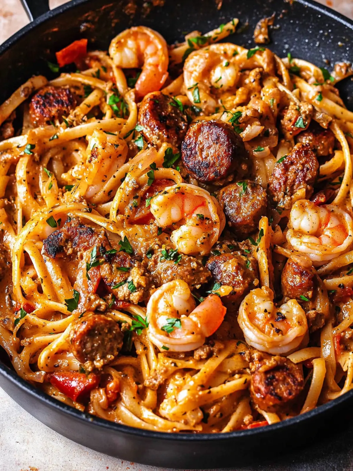 Creamy Cajun Shrimp and Sausage Pasta