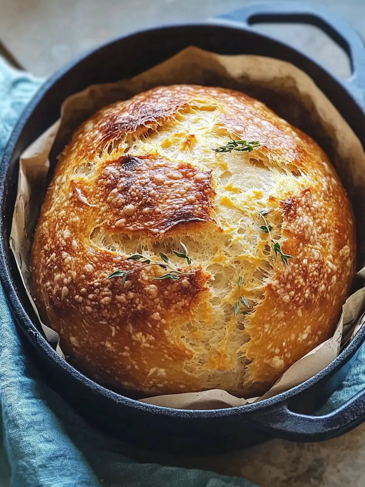 No Knead Cheddar Bread in the Dutch Oven