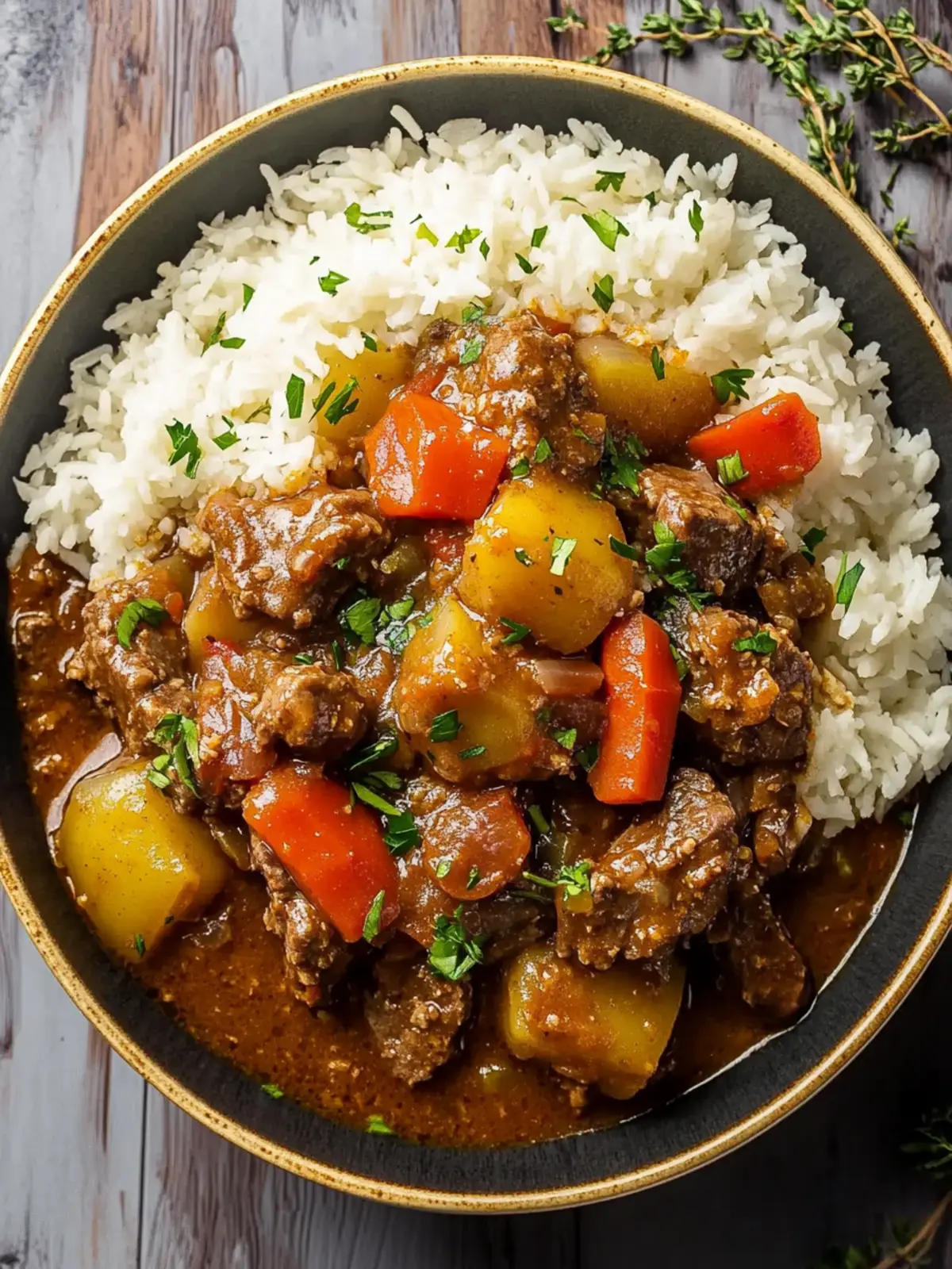 Caribbean-Style Beef Stew with Rice