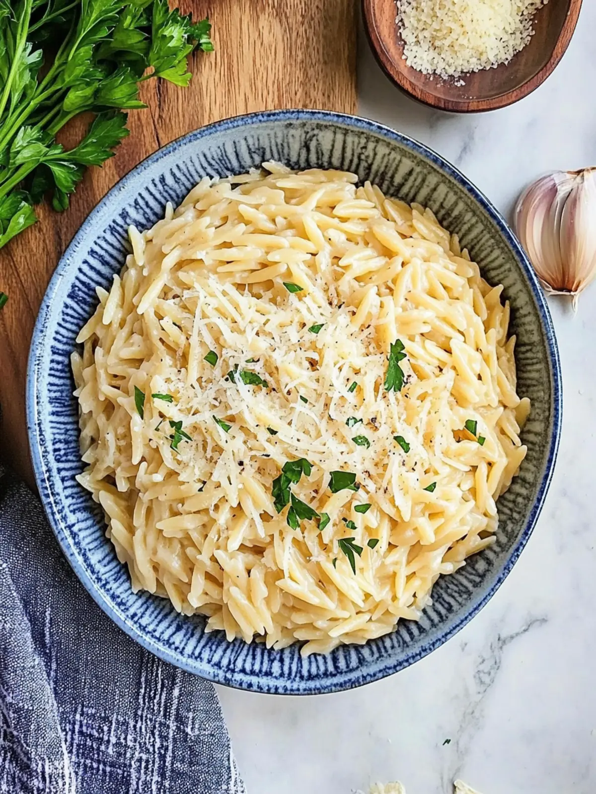 One Pot Garlic Parmesan Orzo