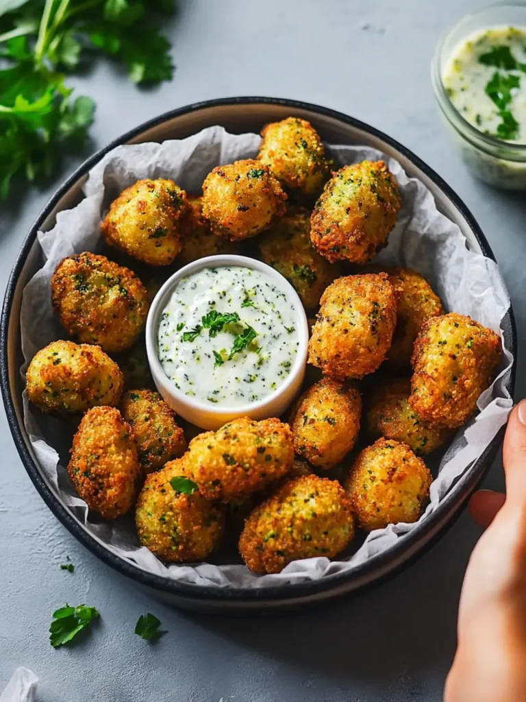 Vegan Broccoli Tater Tots with Herb Dip