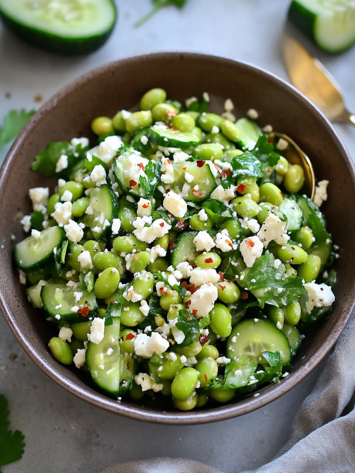 10-Minute Edamame Salad with Cucumber and Feta
