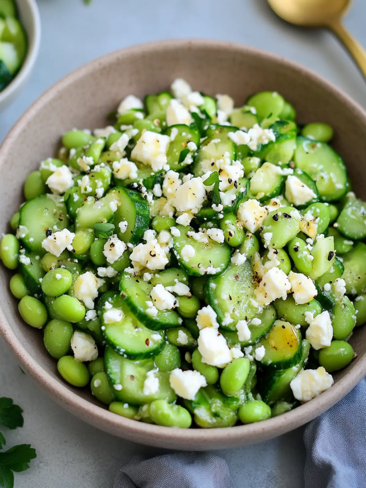 10-Minute Edamame Salad with Cucumber and Feta