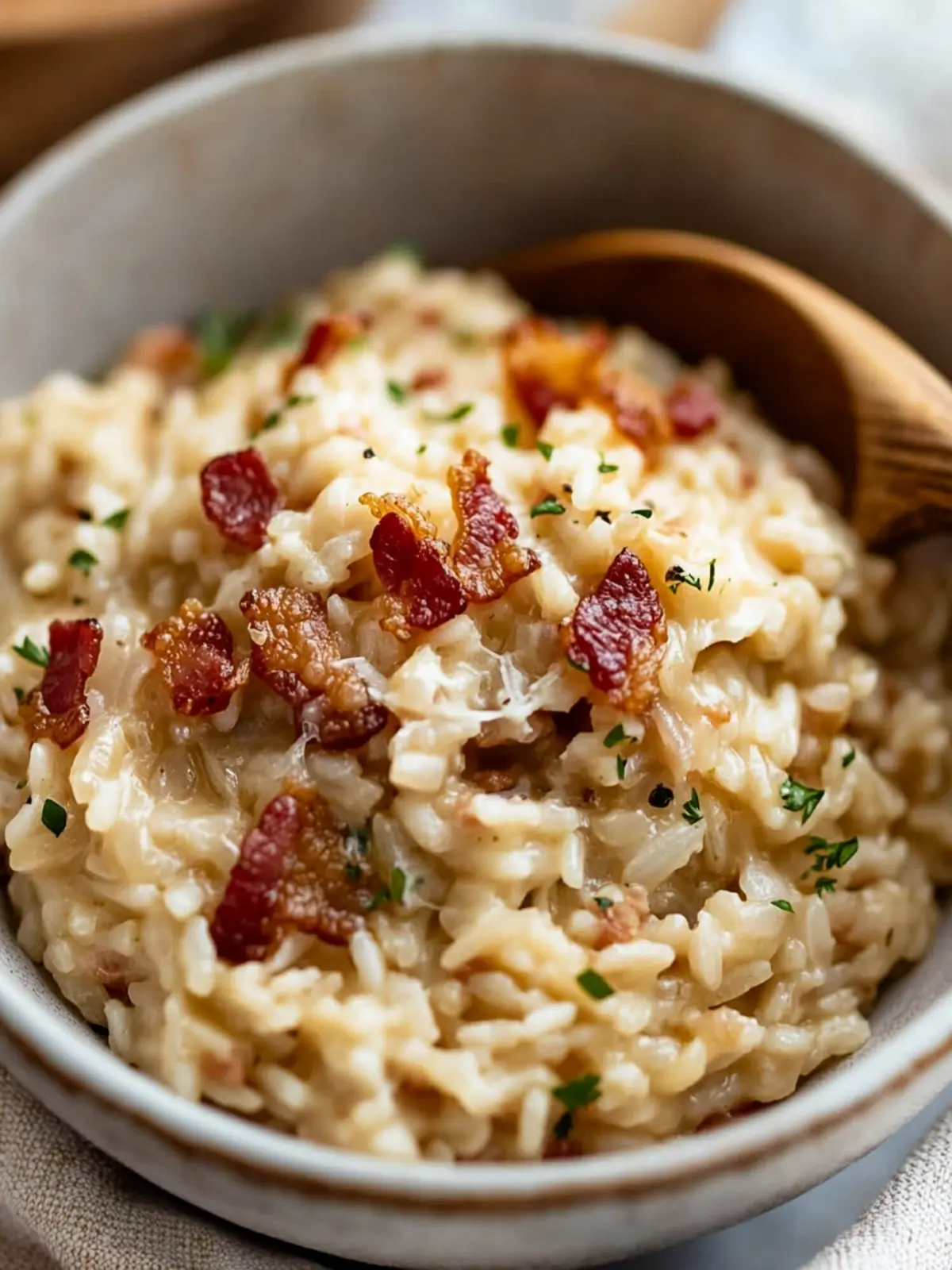 Caramelized Onion, Bacon, and Parmesan Risotto
