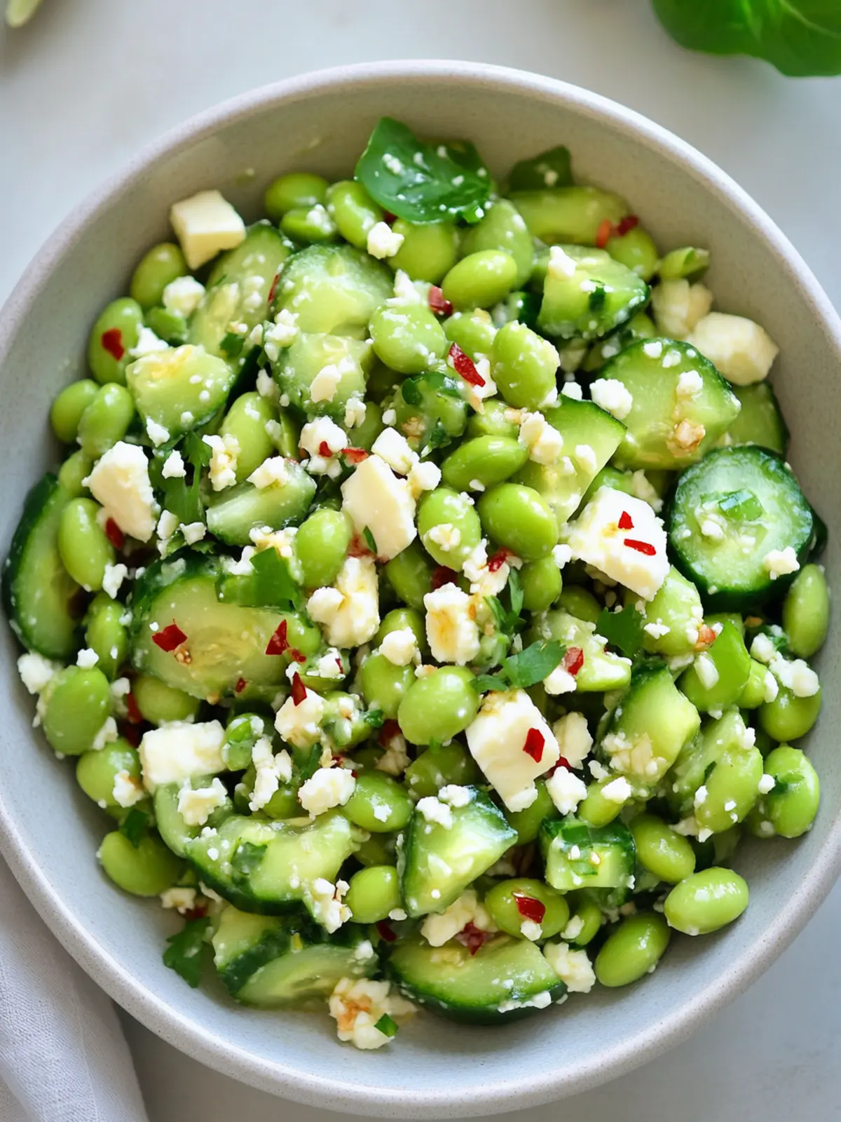 10-Minute Edamame Salad with Cucumber and Feta