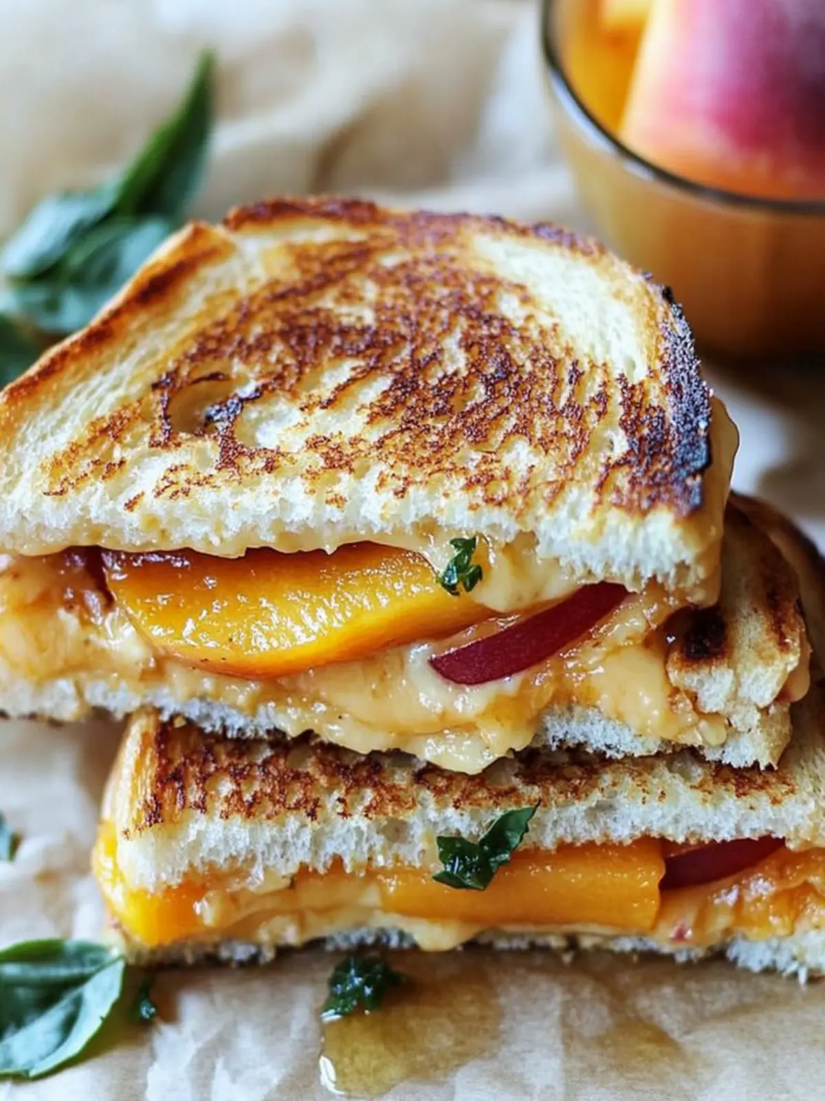 Honey Peach White Cheddar Grilled Cheese Sandwich